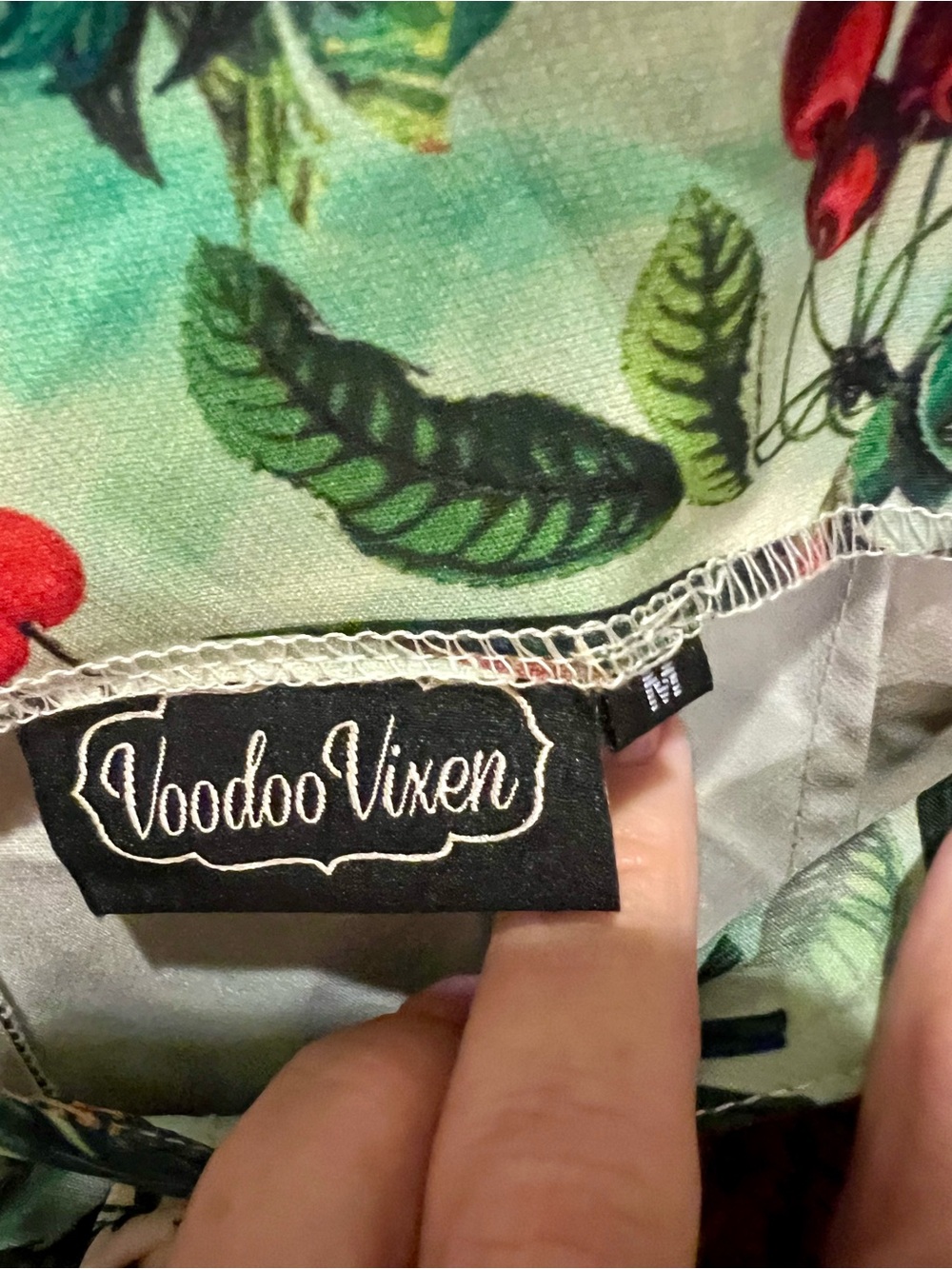 Voodoo Vixen Green and Red Tropical Cherry Dress